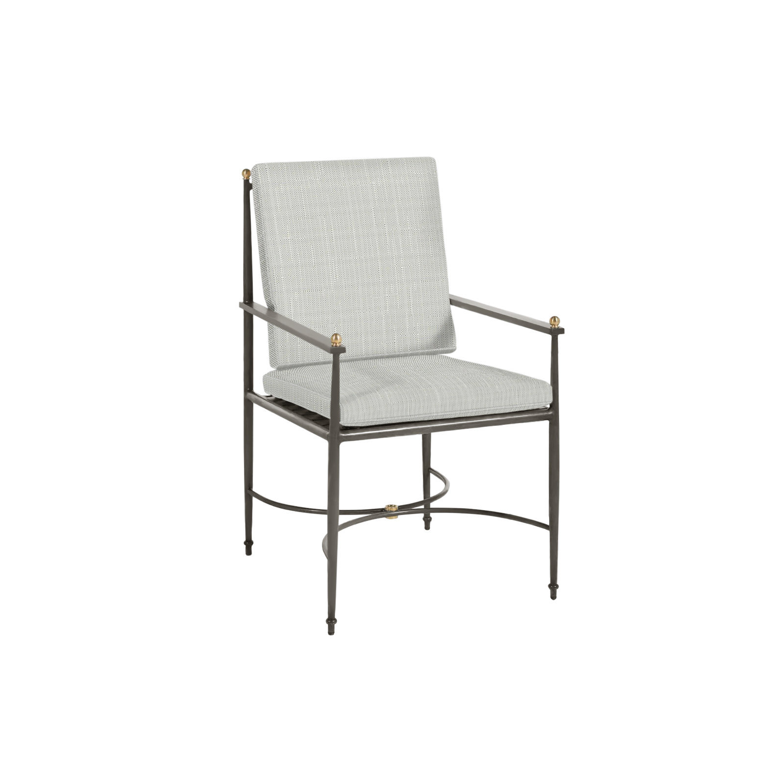 Roma Wrought Aluminum Outdoor Arm Chair, Welt, Verona Silver