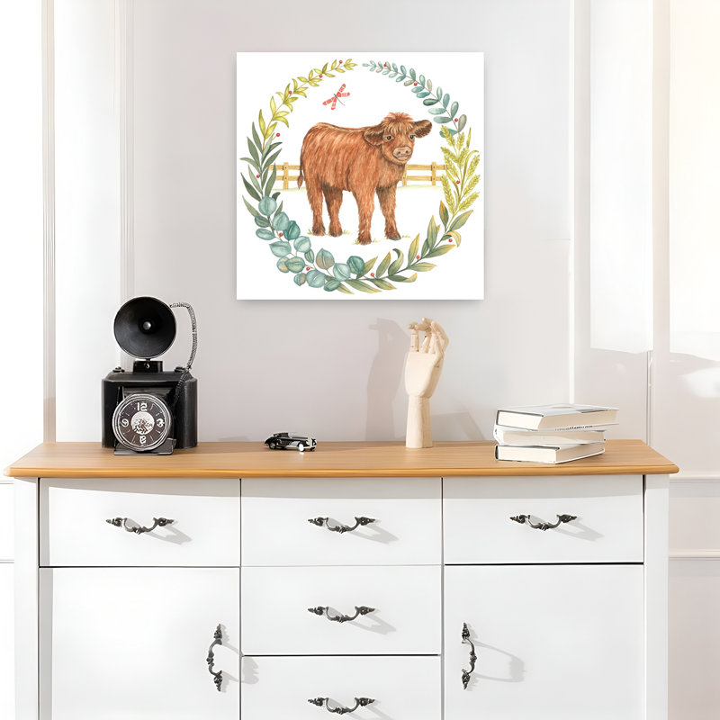 Art de la vache de bébé Highland, H 18 po x l 18 po
