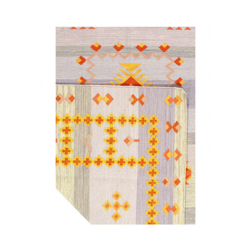 Tapis unique à tissage plat rectangulaire moyen 10 pi x 8 pi Desirrae - bleu clair
