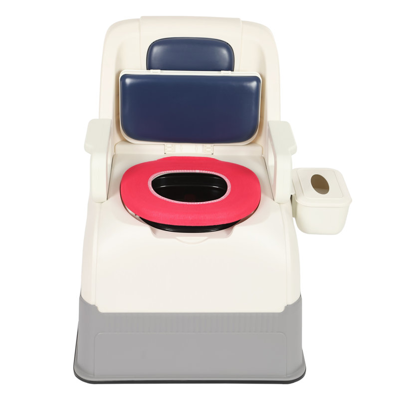 Chaise de chevet pour les personnes âgées - siège de toilette portatif robuste avec accoudoirs rembourrés, coussin en polyuréthane doux et couvercles isolant les odeurs (supporte 220 lb)