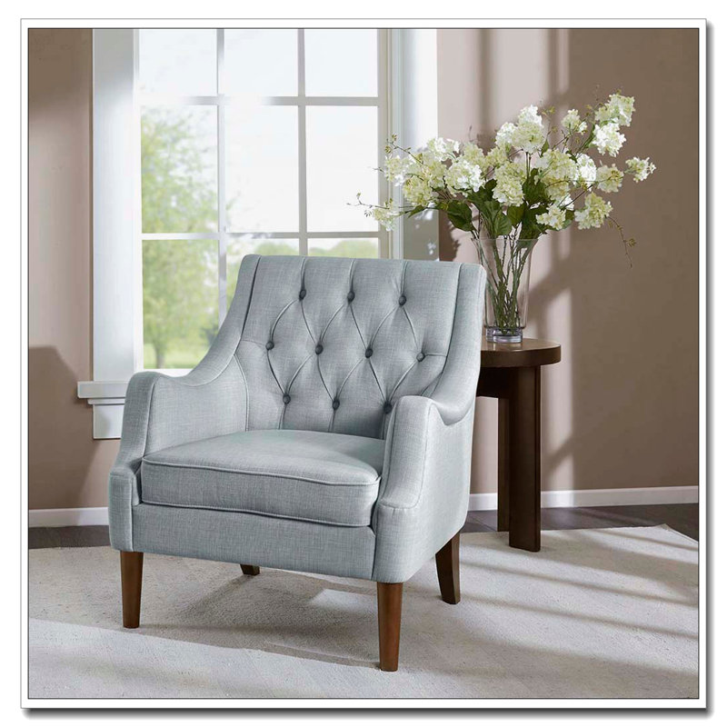 Fauteuil d'appoint capitonné, Bleu cendré