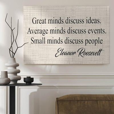 1Pc Canvas Poster Print, Eleanor Roosevelt Quote Great Minds Discuss Ideas Wall Art for Office Living Room