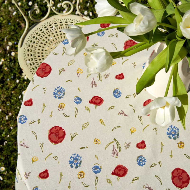 Springfields Handmade Floral Tablecloth, 70" x 70"