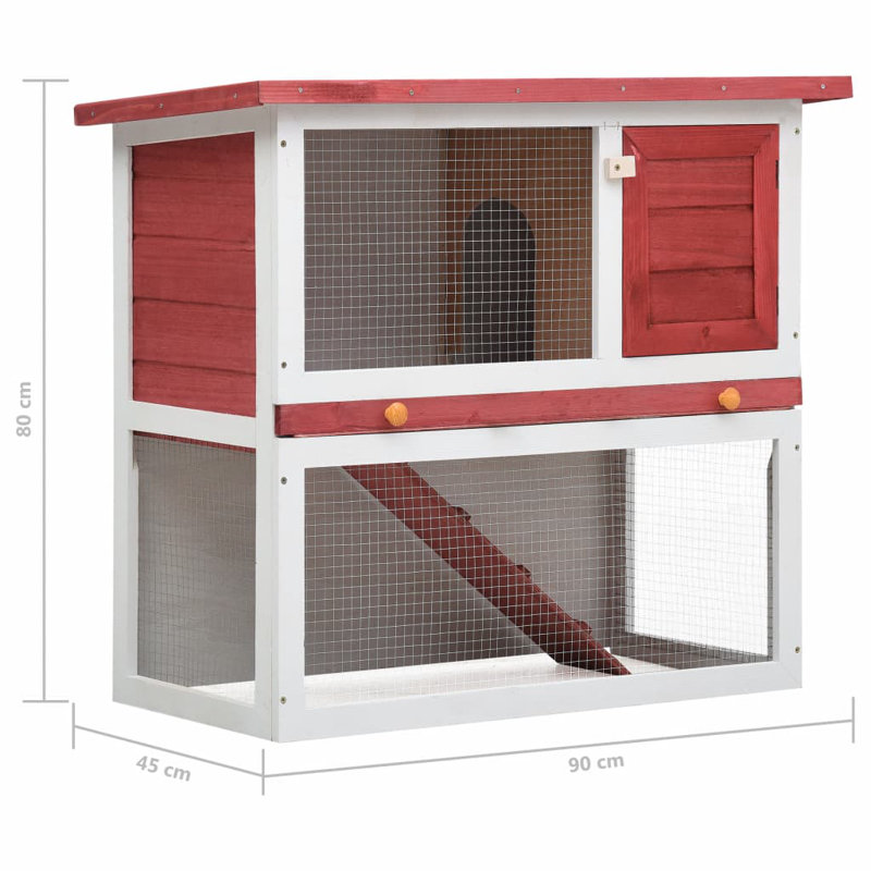 Jaron Weather Resistant Rabbit Hutch, Red