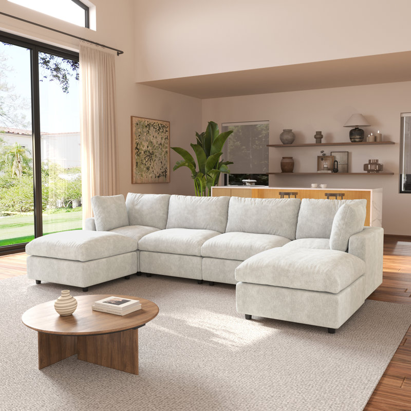 Kessi 6-piece Slipcovered Sectional, Beige