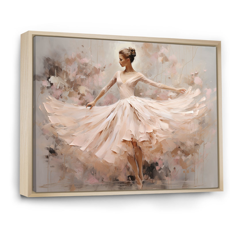 Beige or minimalisme ballerine I - impressions encadrées de ballet, H 30 po x l 40 po x P 1,5 po, Cadre naturel flottant