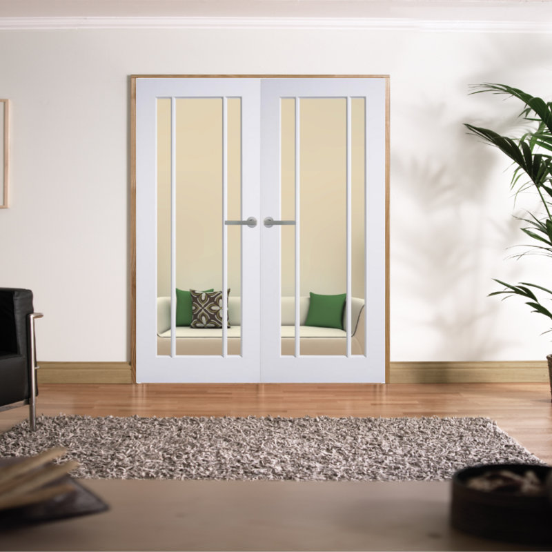 White Primed Langdale Rebated Clear Glass Pair, 686mm x 1981 mm