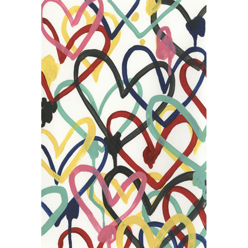 Heart Scribbles I by June Erica Vess - Painting, 122cm H x 81cm W, Wrapped Canvas
