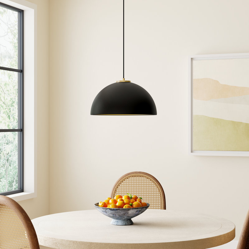 Darrah 1-Light Pendant in Matte Black/Natural Brass, Matte Black/Natural Brass