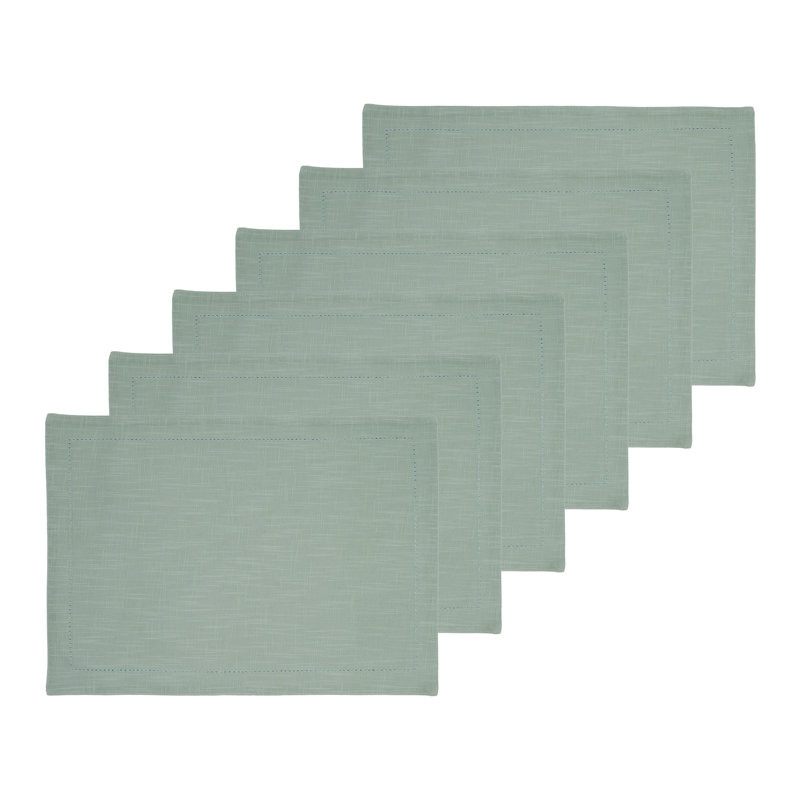 Ensemble de 6 napperons Hemstitch, Vert clair
