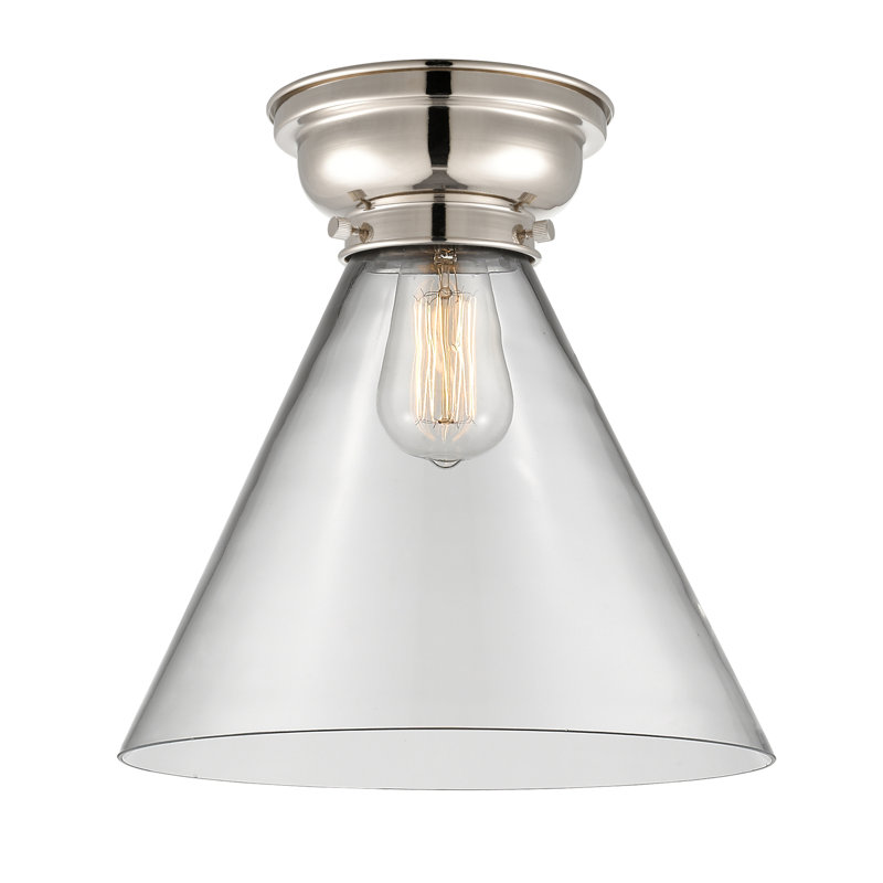 Plafonnier encastré 1 lumière 12 po Aditi Cone, Laiton antique, Clair, Ampoule à DEL rétro de 6 watts