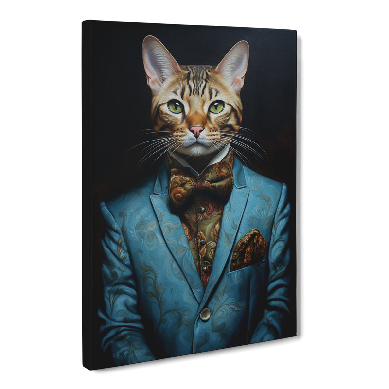 Bengal Cat In A Suit Painting No.3 - No Frame Print, 76cm H x 50cm W x 3cm D
