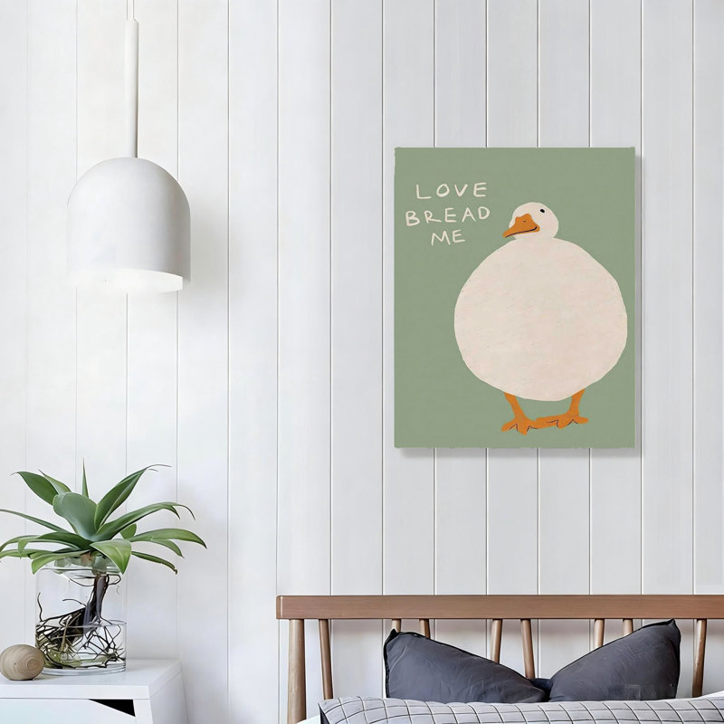 Amusant canard vert, art mural fantaisiste, affiche sur toile, 16 x 20