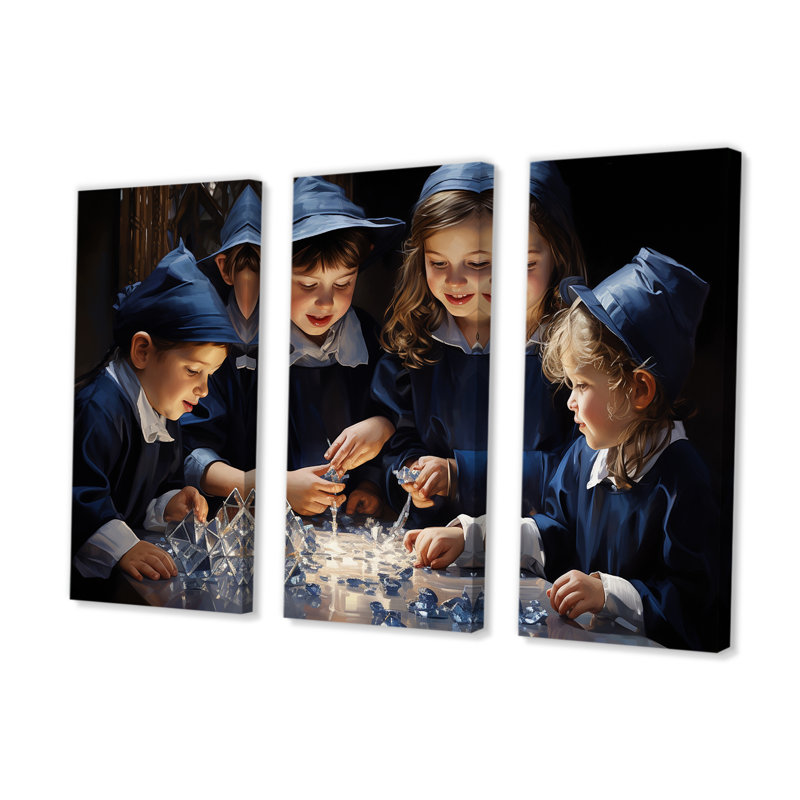«Judaism Family Dreidel Drama II» - ensemble d'art mural sur toile, H 32 po x l 48 po