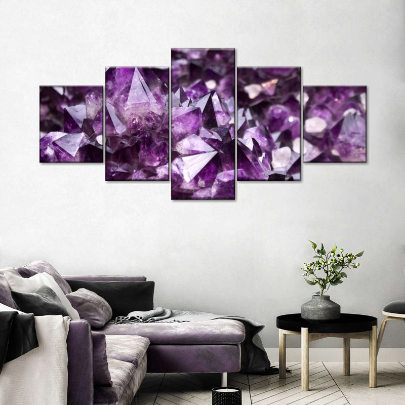 Reproduction d'art sur toile mauve avec améthyste mauve, H 12 po x l 29 po x P 1 po