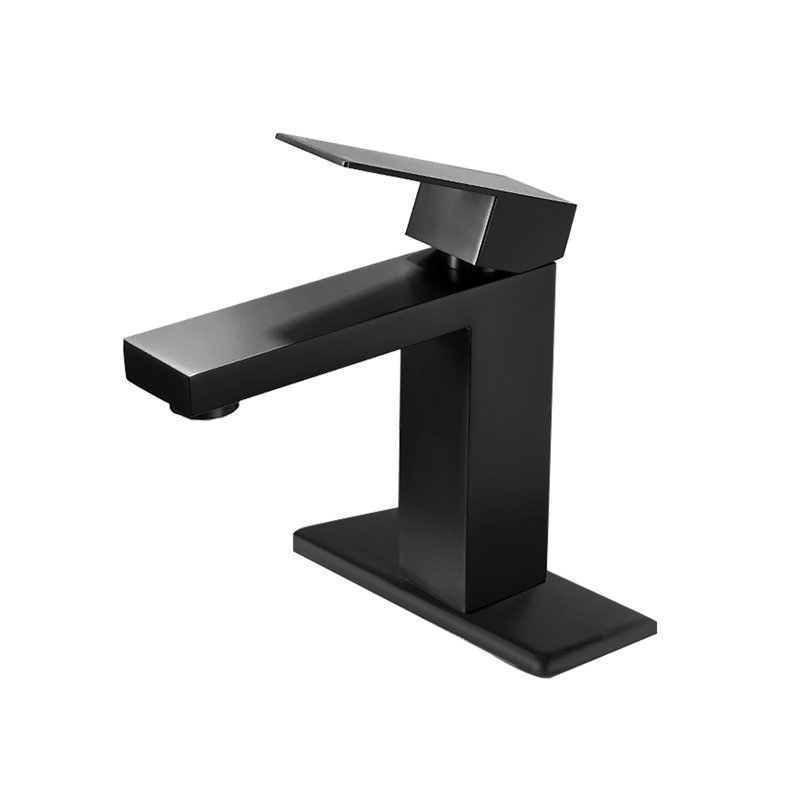 Single Handle Bathroom Faucet Lavatory Faucet Stainless Steel Single Hole-T20, Matte Black, Matte Black