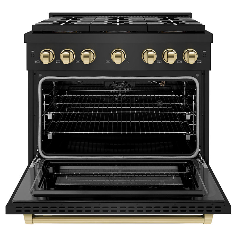 ZLINE Autograph 36" Paramount Dual Fuel Range w/ 6 Burners & Champagne Bronze Accents (SDRZ-36-CB), 5.2 cu ft, 6 burners