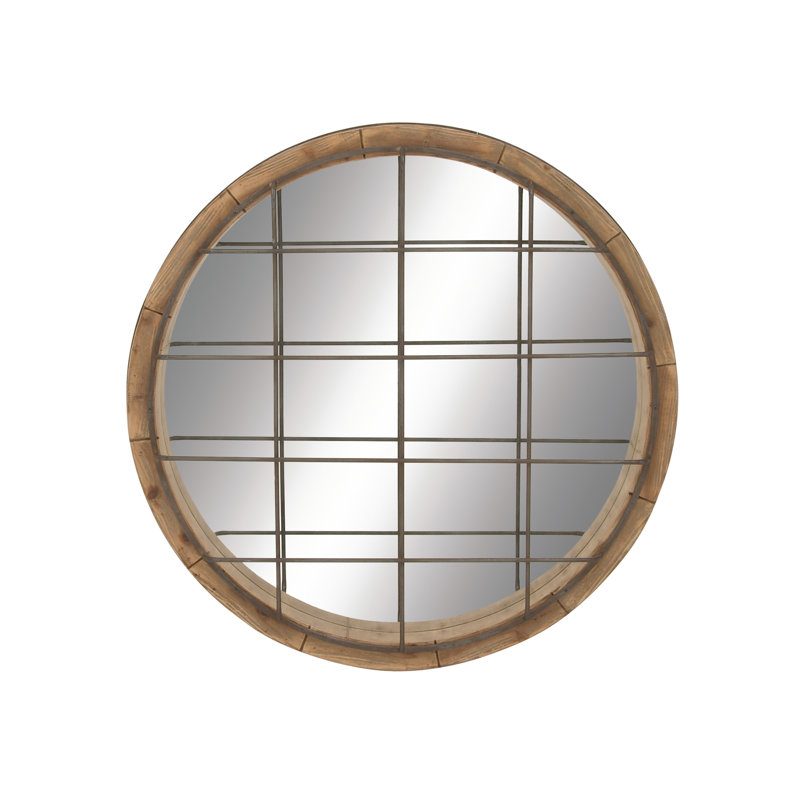 Woodcroft Solid Wood Circle Wall Mirror, 48" x 48"