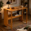 Bureau pliant en bambou brun 40,35 × 21,36 × 29,74 pouces, avec charnières en acier et tablette pour chambre, dortoir ou bureau