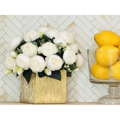 Peony Arrangement, Artificial Faux French Table Centerpiece