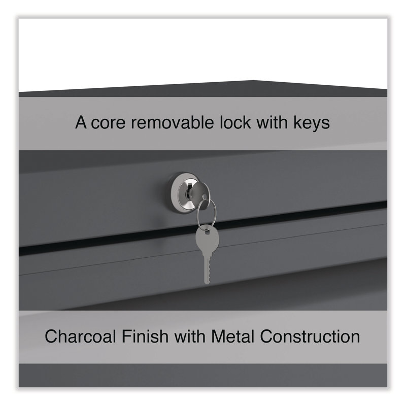 Charcoal 36'' Wide 5-Drawer Steel Lockable File Cabinet
