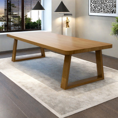 Table de conférence simple rectangulaire en bois massif