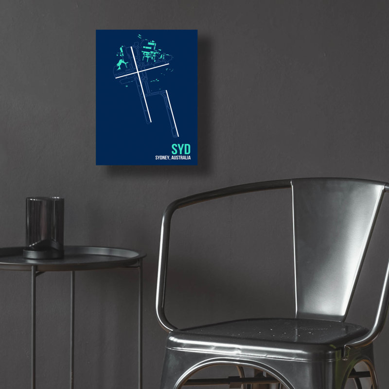 Art graphique en verre acrylique, «Sydney Layout» par O8, à gauche, H 16 po x l 12 po x P 0,13 po