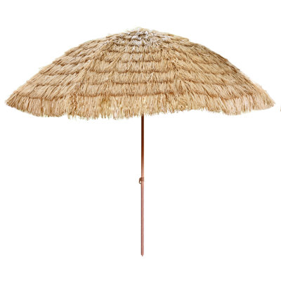9.5 ft Natural Tiki Thatch Patio Umbrella Hawaiian Style Palapa Steel Market Umbrella