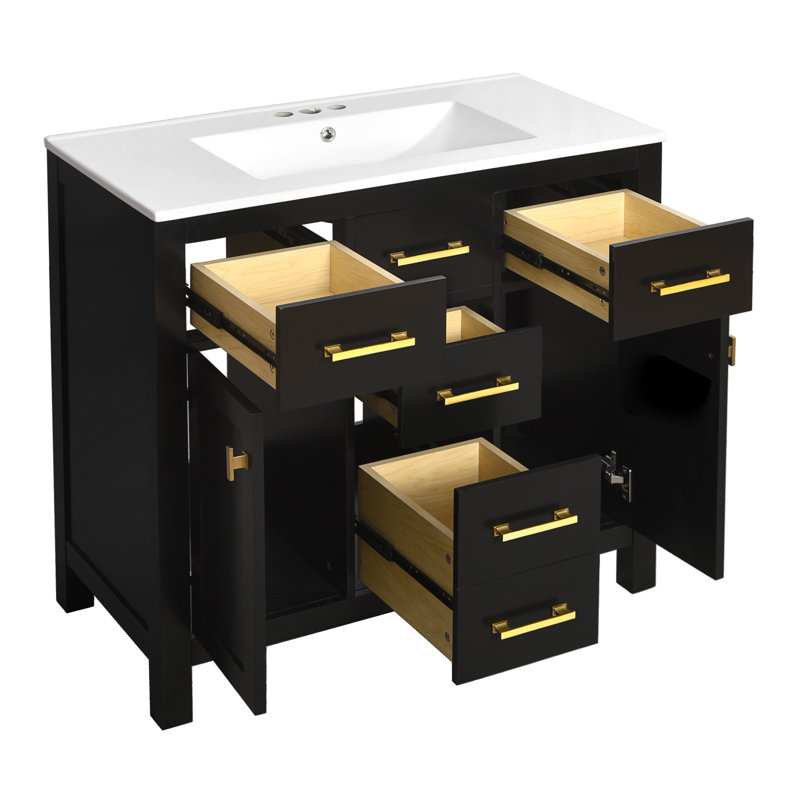 Ensemble de meuble-lavabo simple 36 po avec lavabo et tiroirs 36 po, Blanc