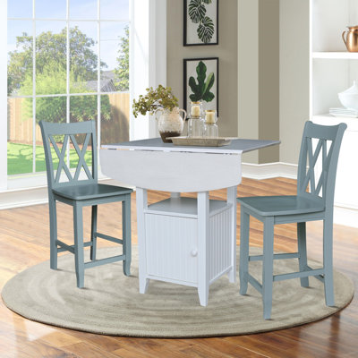 Brigman Counter Height Dual Drop Leaf Bistro Table With Storage Dining Set by Gracie Oaks