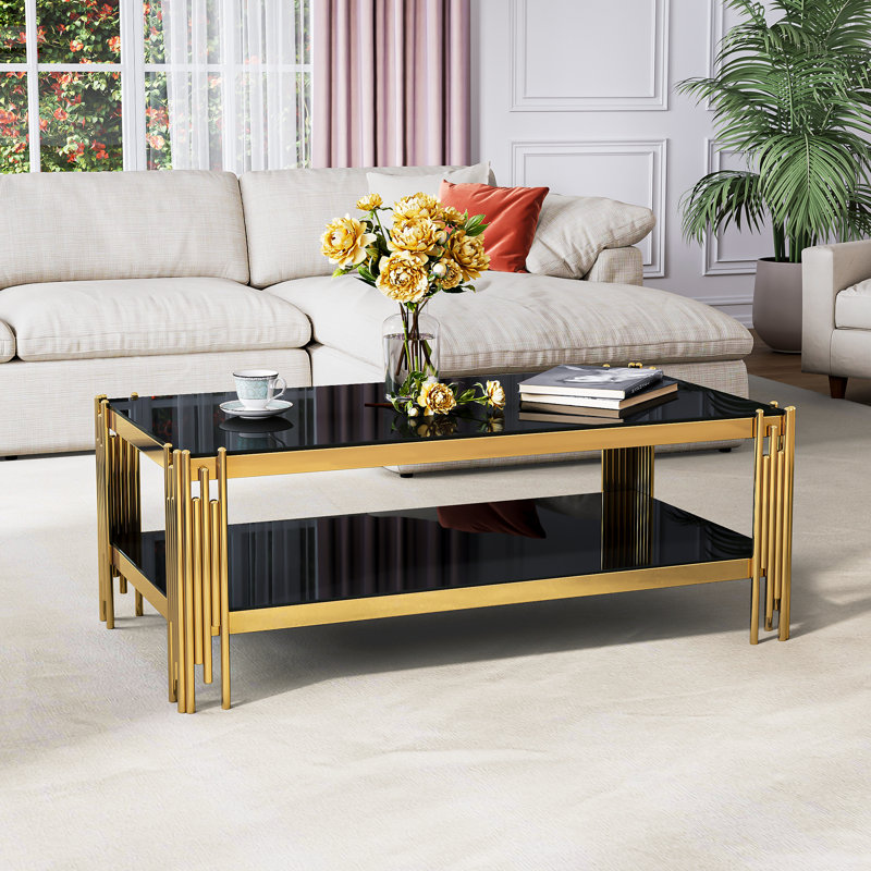 Glass Top Coffee Table, Gold