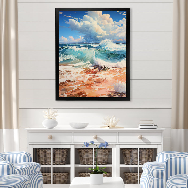 Paysage de plage minimaliste I, Cadre photo noir, H 20 po x l 12 po x P 1 po