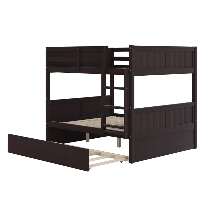 Full Over Full Standard Bunk Bed with Trundle, Espresso