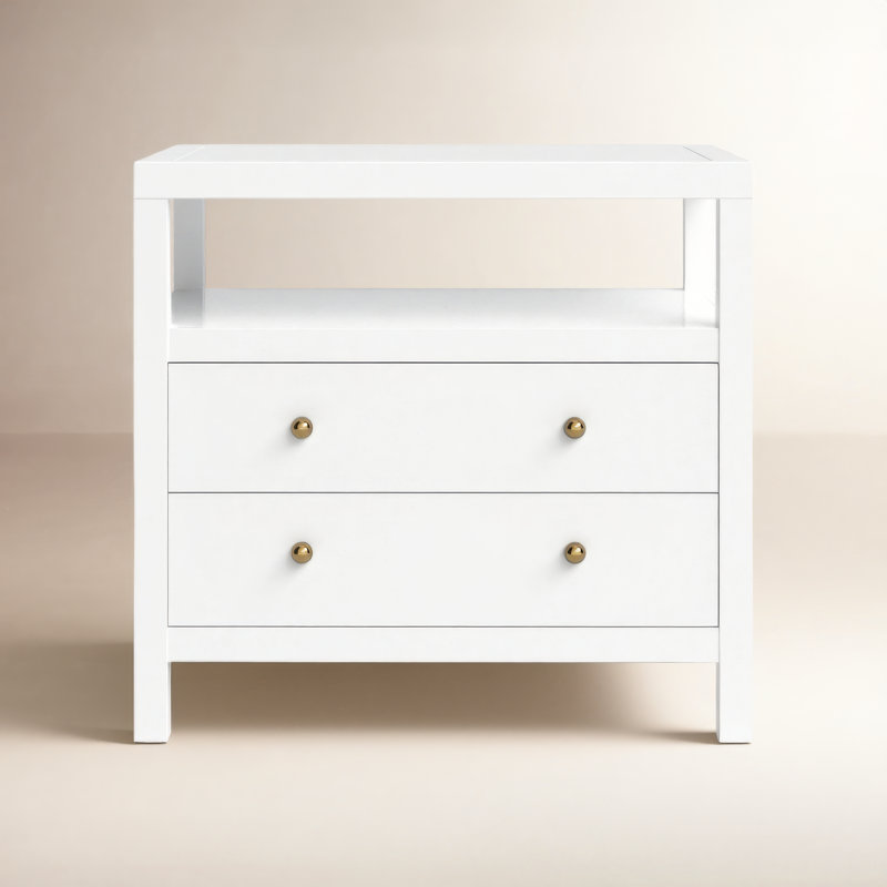 Nora 2-Drawer Wide Nightstand, Smooth White