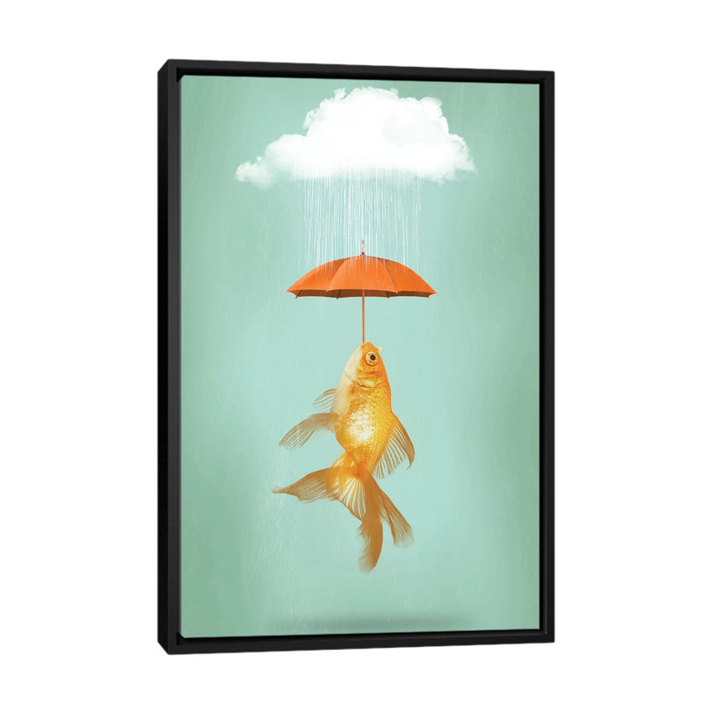 " Fish Cover " by Vin Zzep, 26" H x 18" W x 1.5" D, Black Framed Canvas, No Mat