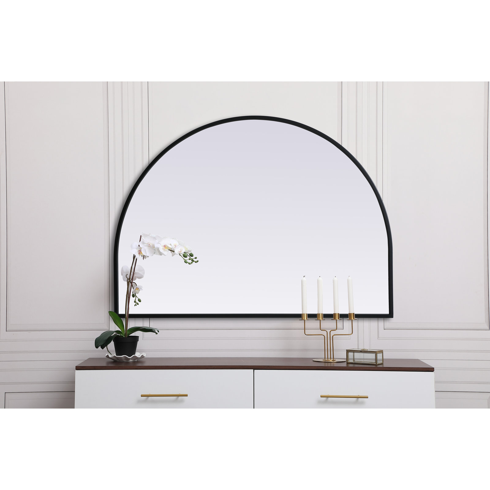 Sabine Metal Arch Wall Mirror, Black, 24" x 33"