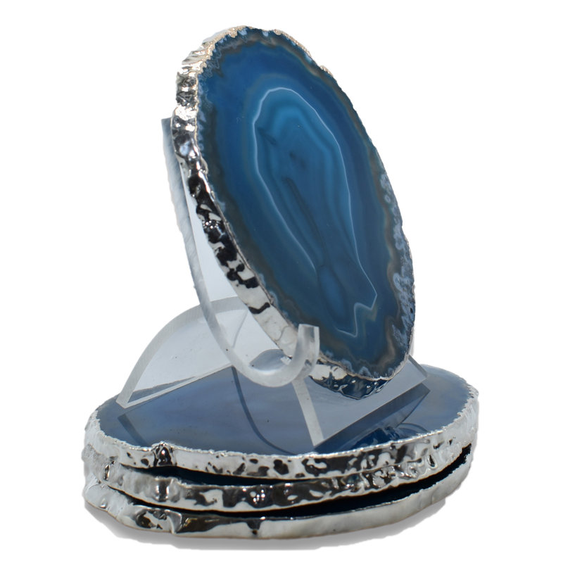 Sous-verre en agate, Bleu sarcelle
