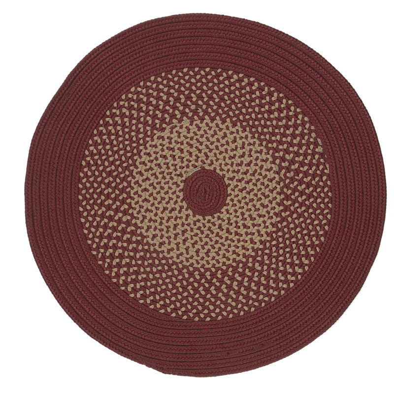 Rouge tressé à la main divine/Ivoire Tapis décoratif, Rond 12 pi