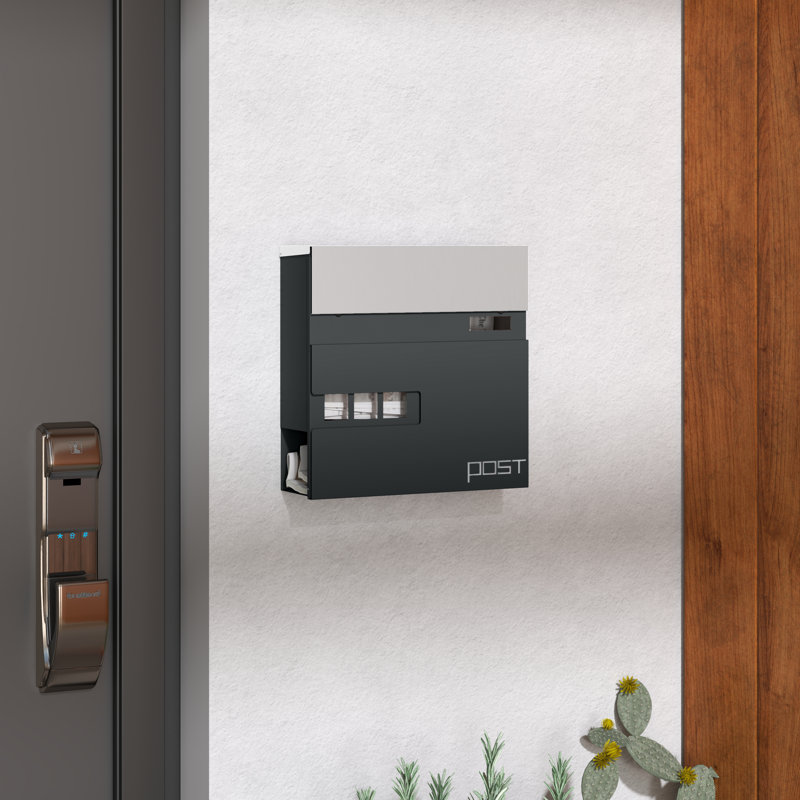 Steel Wall Mounted Letter Box, Grey
