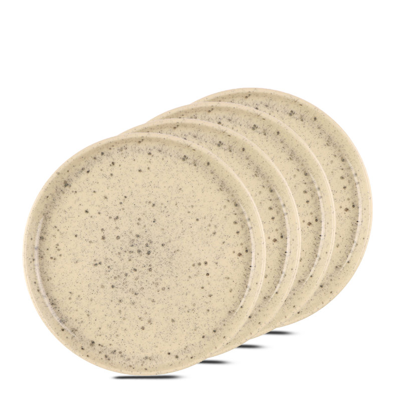 Assiette à salade en grès Uno Speckle, Beige