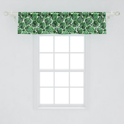Ambesonne Tropical Valance Pack of 2 Splashed Monstera Leaves Multicolor