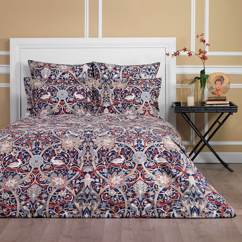 Drap-housse en coton Morris, Drap plat pour lit simple + 1 taie d'oreiller