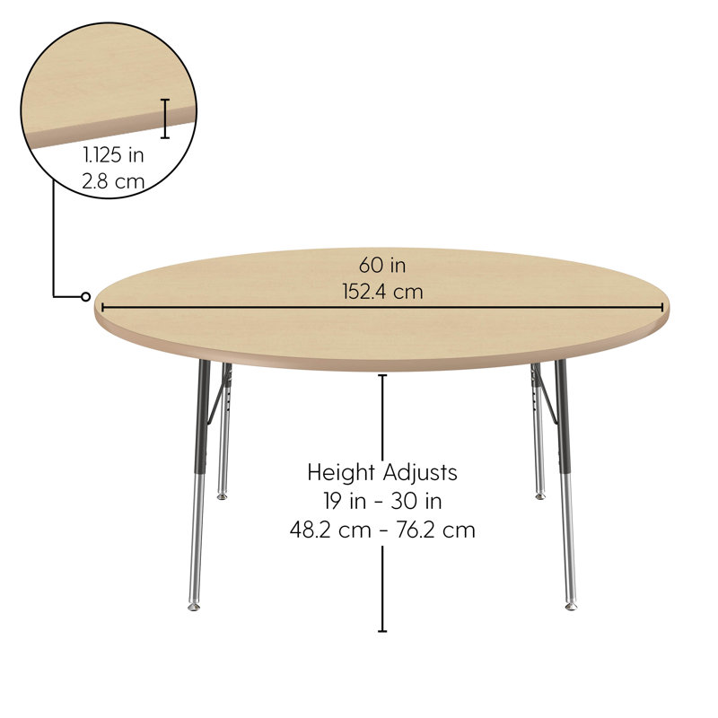 Table d'activité avec pieds réglables La Madera, H 31,5 po x L 60 po x l 60 po, Grain d'érable / noir