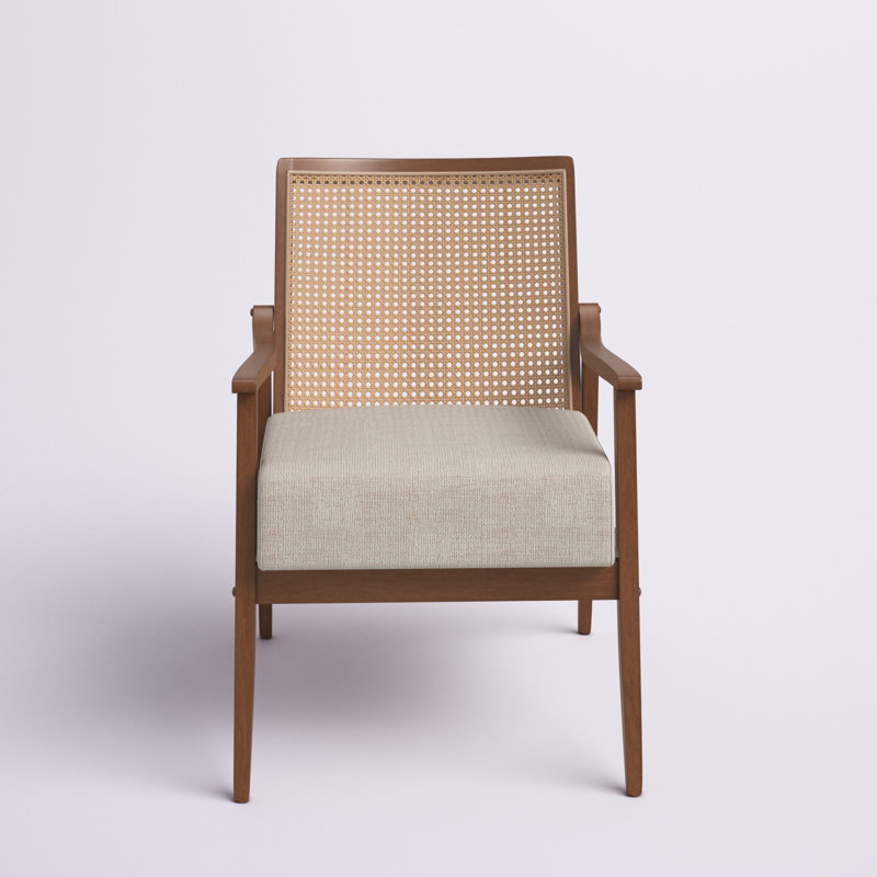 Shonda Cane and Solid Wood Accent Chair, Walnut