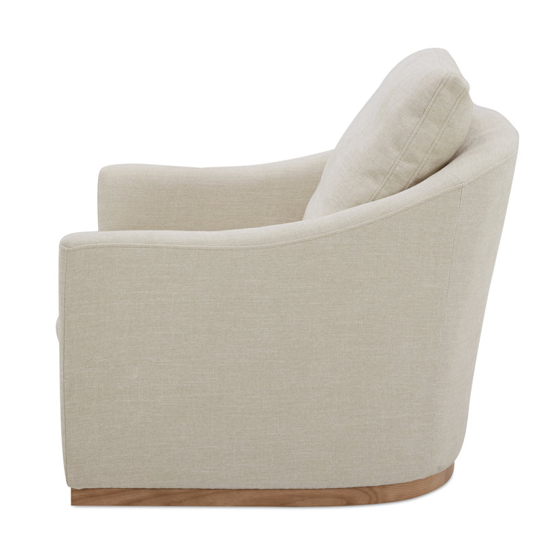Upholstered Swivel Armchair, Beige 100% Polyester