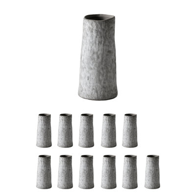  Stone Textured Gray Ceramic Vase, Modern Minimalist Tapered Flower Vase, Decorative Vases For Table, Shelf, Or Mantel Décor, 4" Diameter & 8" Tall, Pack Of 12