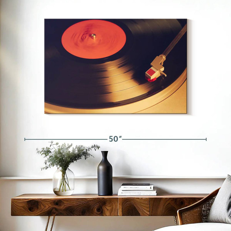 Joueur de vinyle rétro, H 26 po x l 39 po