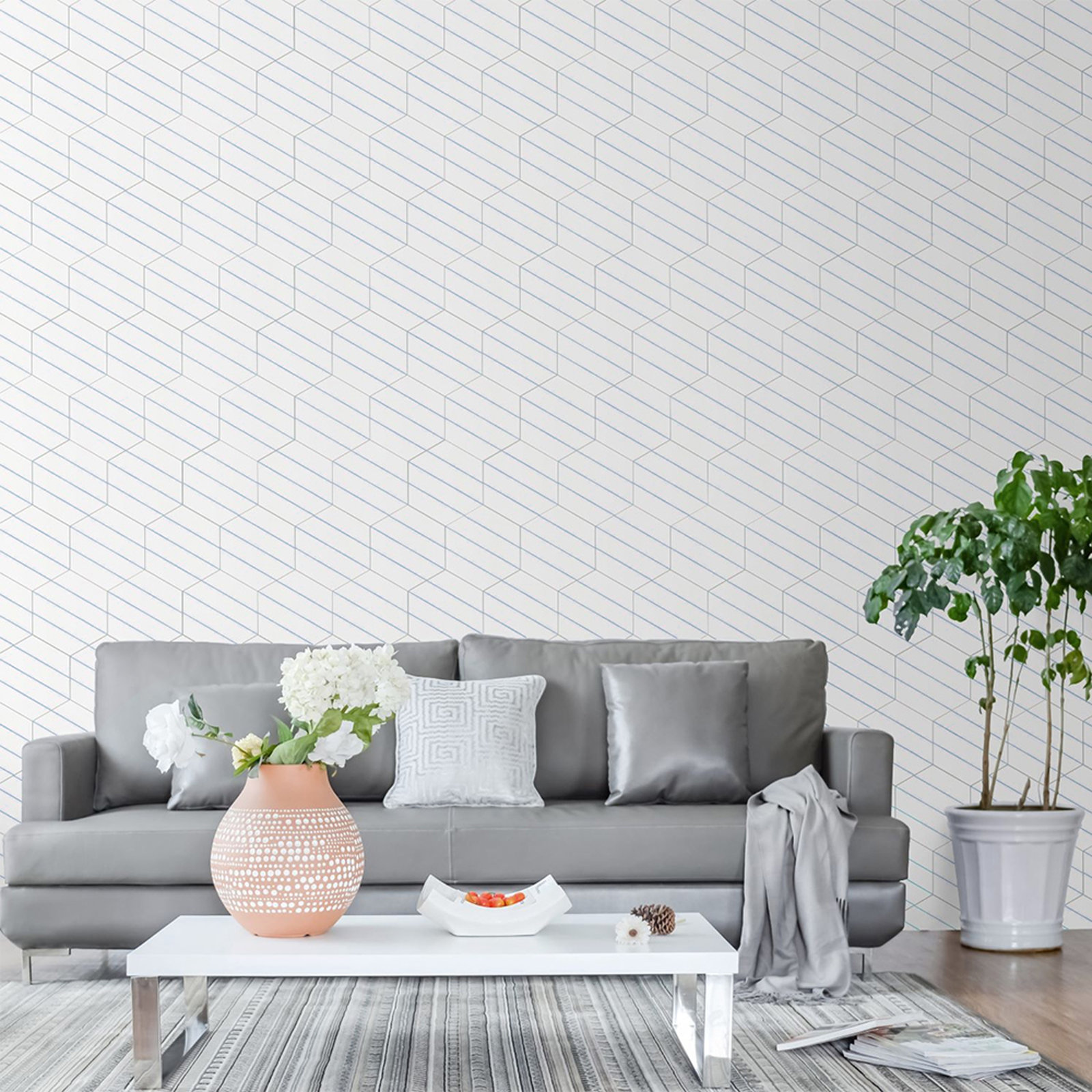 Portas Savona Hex 9" x 10" Porcelain Patterned Wall & Floor Tile, White/Blue  