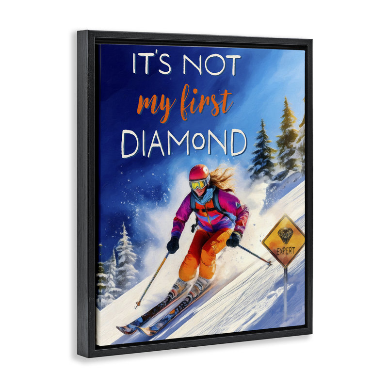 Not My First Diamond Floating Frame, design par Grotto Studios, Cadre flottant noir de jais, H 21 po x l 17 po