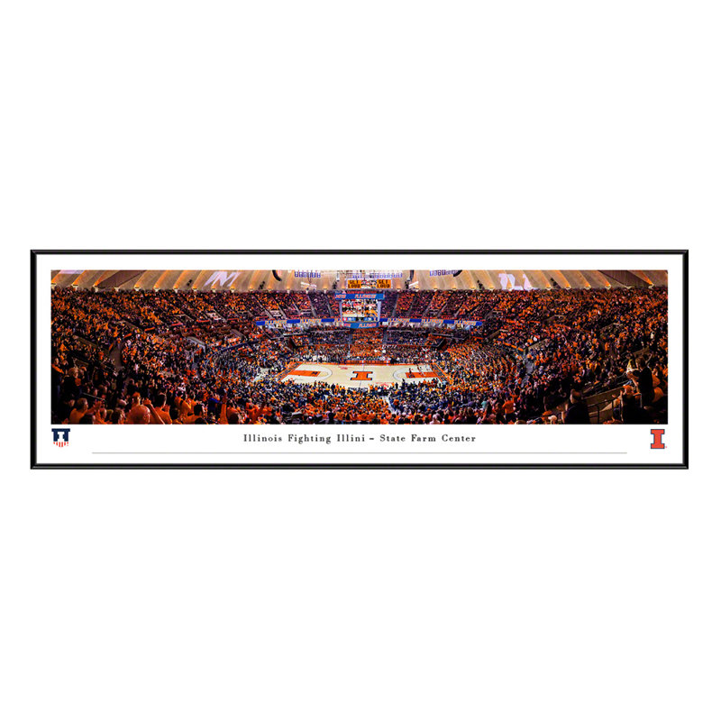 " Illinois Fighting Illini " by James Blakeway, No, Black Single Picture Framed, 13.75" H x 40.25" W x 0.88" D